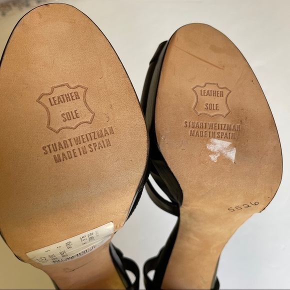 Stuart Weitzman Black Strap Platform High Heels - Picture 10 of 13